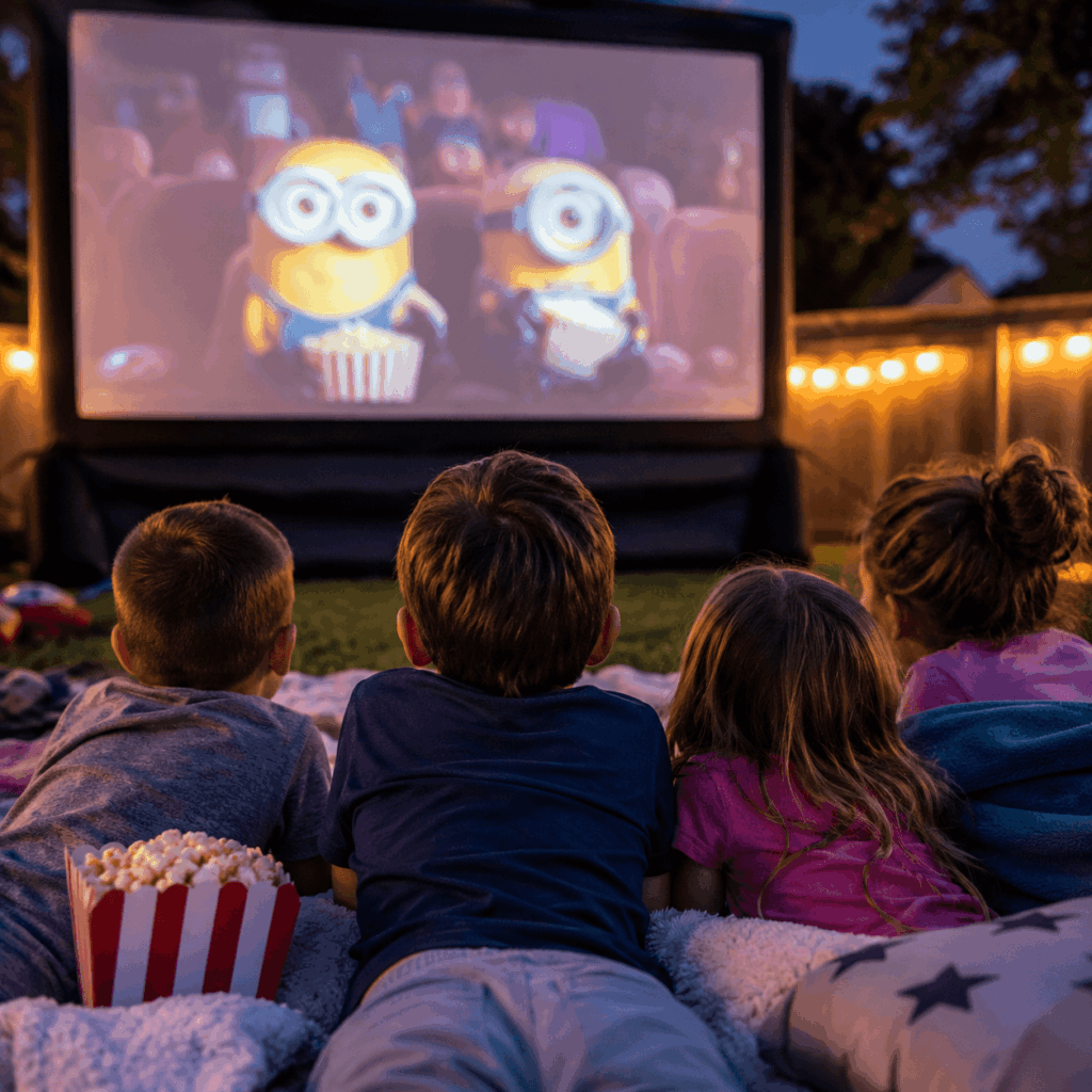 Backyard movie night under the stars